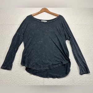 Project Social T Round Neck Long Sleeve T-Shirt Black Marble Women’s Size Small